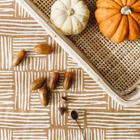 vintage linen plaid print tablecloth