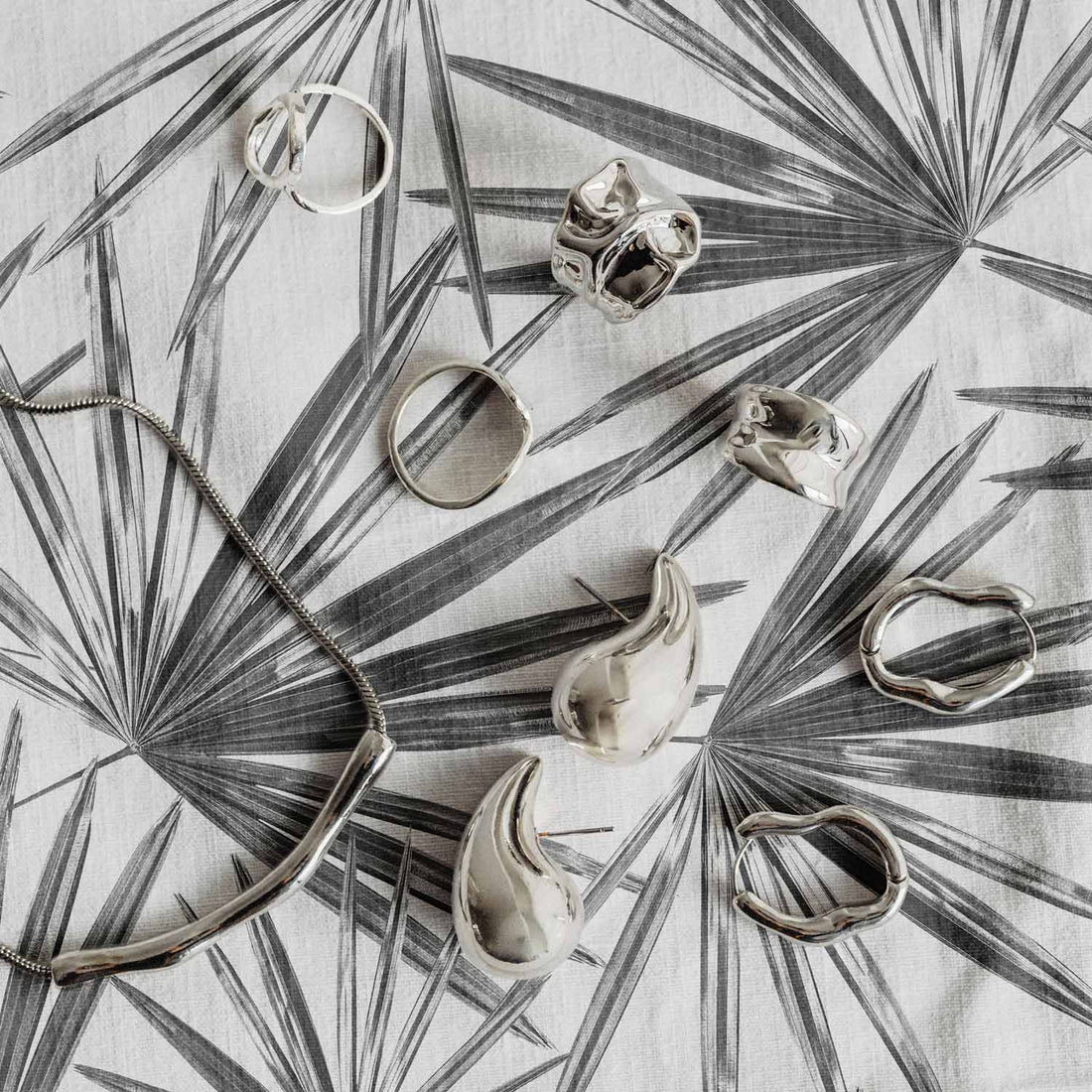classy fabric design with  black and white palm leaves
