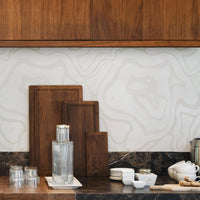 neutral abstract print peel and stick backsplash