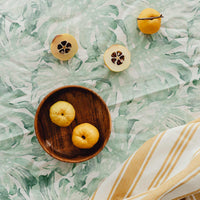 light green tropical leaves print fabric tablecloth