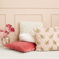 cute textile pillow with pink leopards fabric