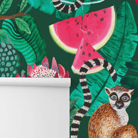 watermelon and palm tree wall mural in bright colors