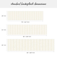 dimensions of peel and stick backsplash in faux gold chevron pattern
