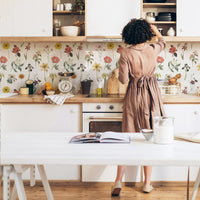 Soft Color Vintage Floral Backsplash