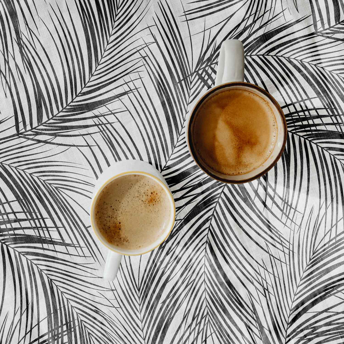 tropical palm leaves patterned fabric