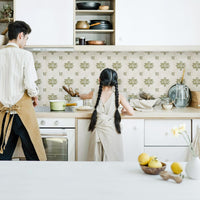 Vintage Italian Tiles Print Backsplash