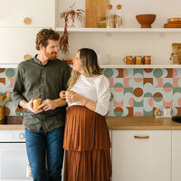 Vintage Retro Geometric Design Backsplash