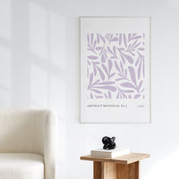 botanical leaves inspired art poster in purple