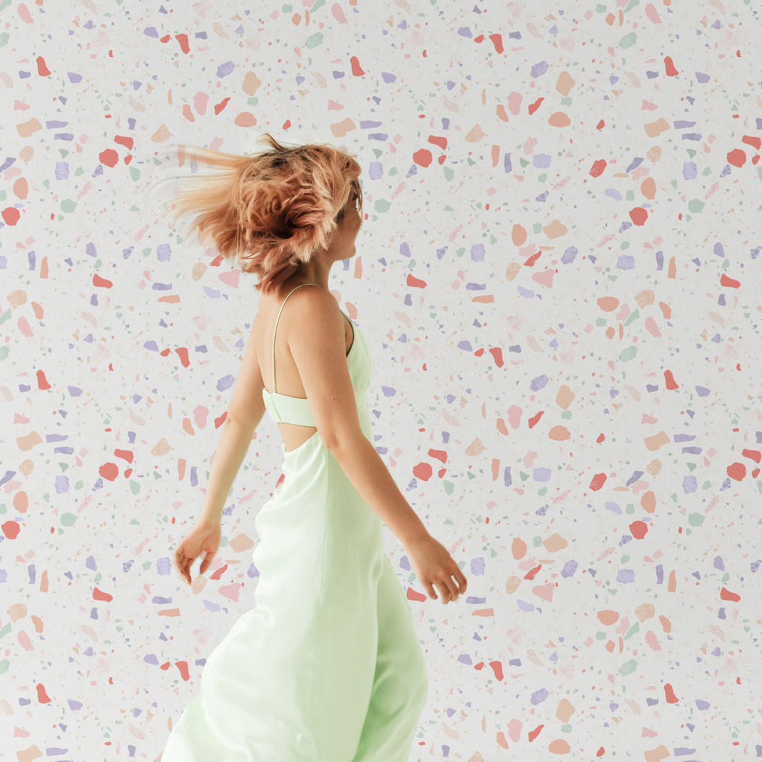 bright colors terrazzo inspired wallpaper design
