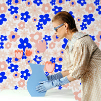bright color floral pattern wallpaper design