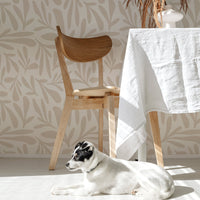 dining room wallpaper with beige floral print