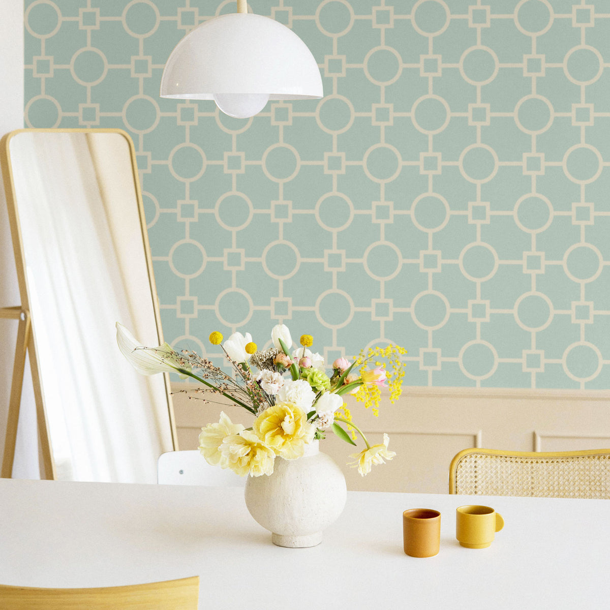 mint and gold wallpaper