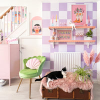 Lavender Checkerboard Design Wallpaper