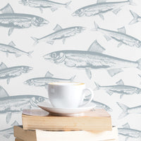 light blue food inspired kids room wallpaper