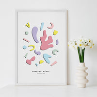 pastel colored geometric shapes print wall art