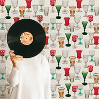 vintage colors cocktail glass print wallpaper for retro inspired home