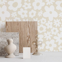 retro style neutral flowers for modern bohemian kitchen interior