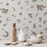 modern geometric shapes wallpaper in brown