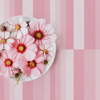 pastel pink retro striped wallpaper design for home interior