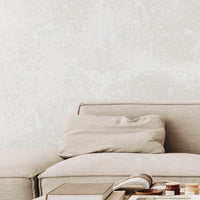 large tile inspired wallpaper in neutral beige colors