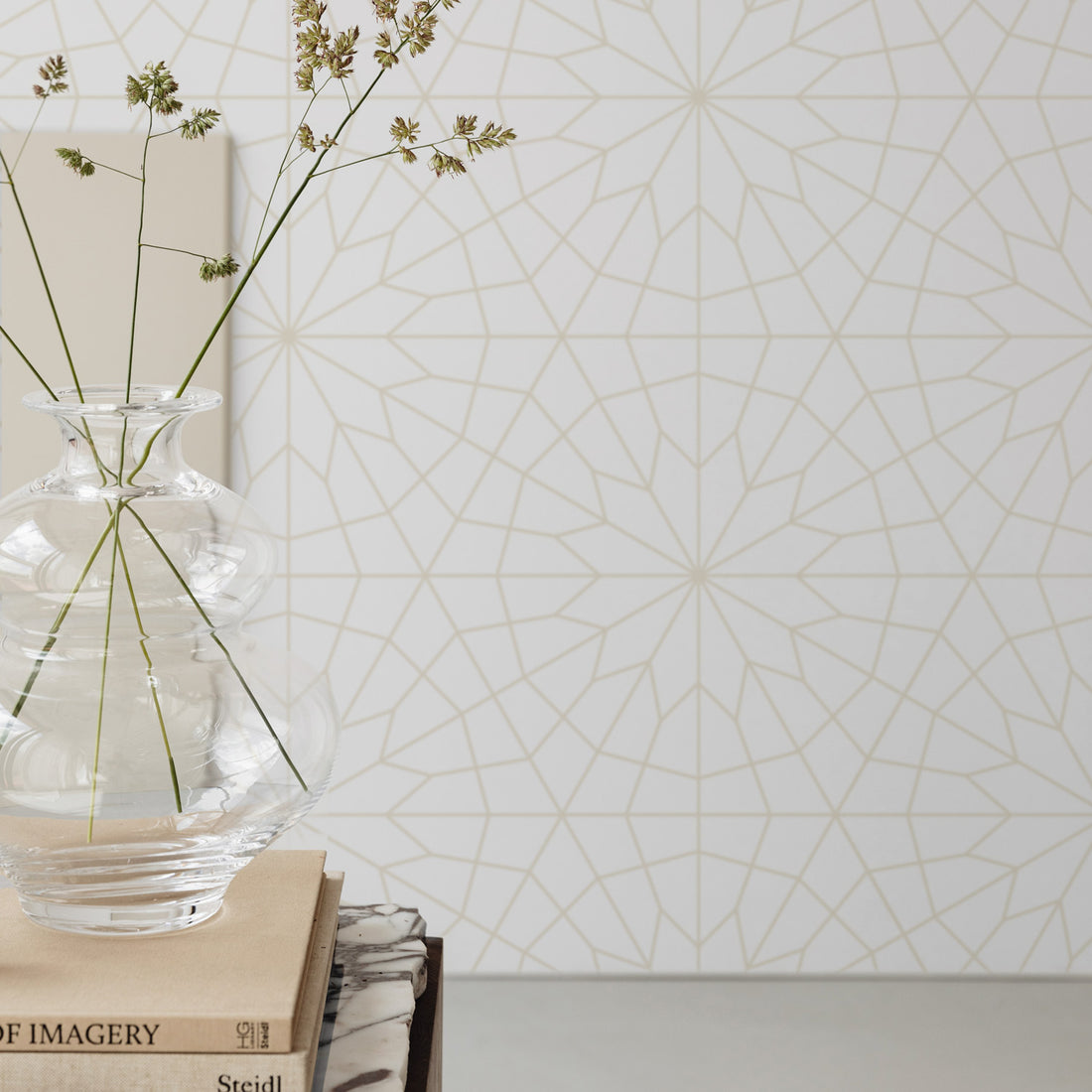 light linen color modern wallpaper with geometric shapes
