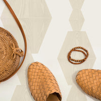 wood block inspired wallpaper for rustic interior design