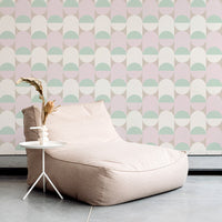 retro geometric circles wallpaper in pastel colors