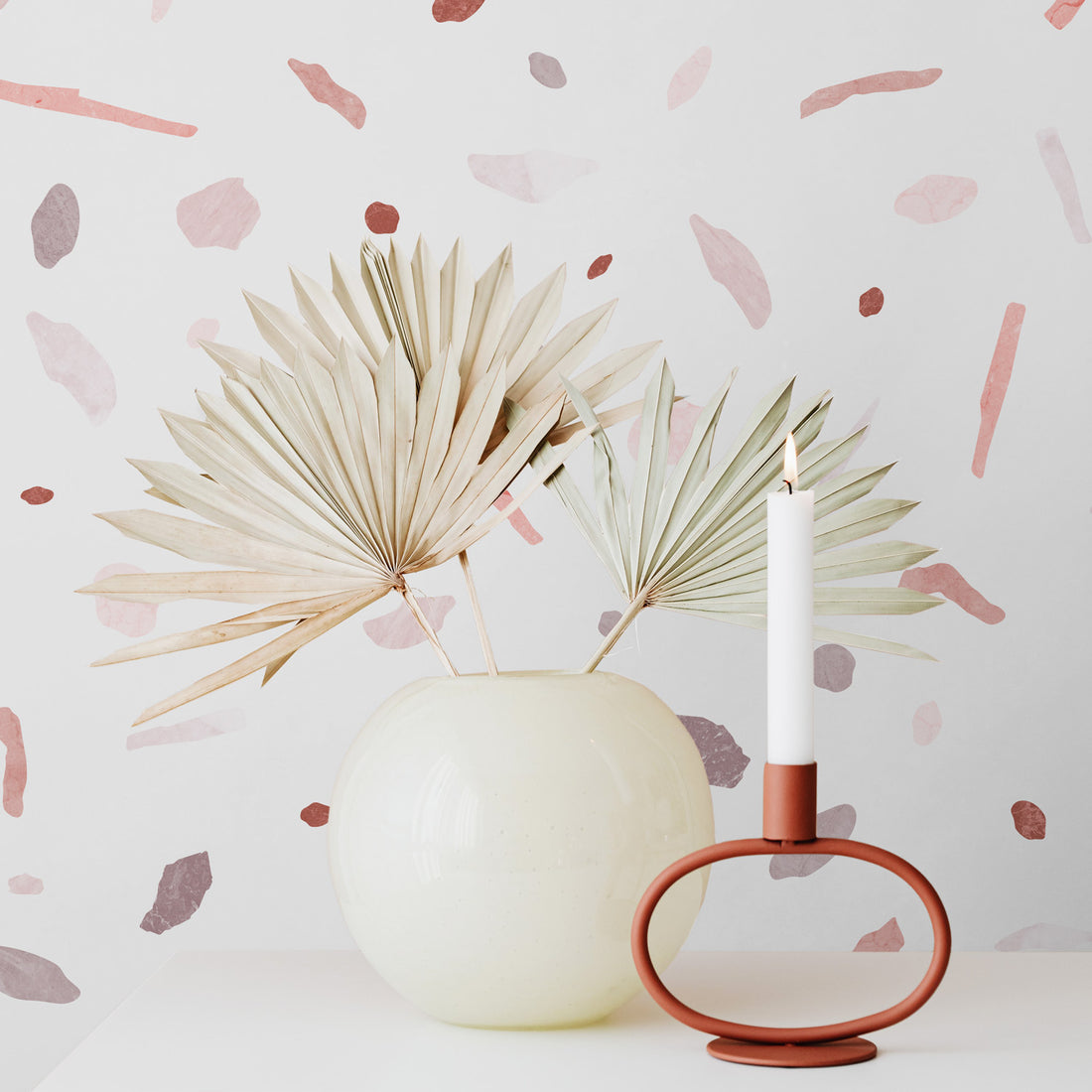 pink rocks inspired removable wallpaper in home interior