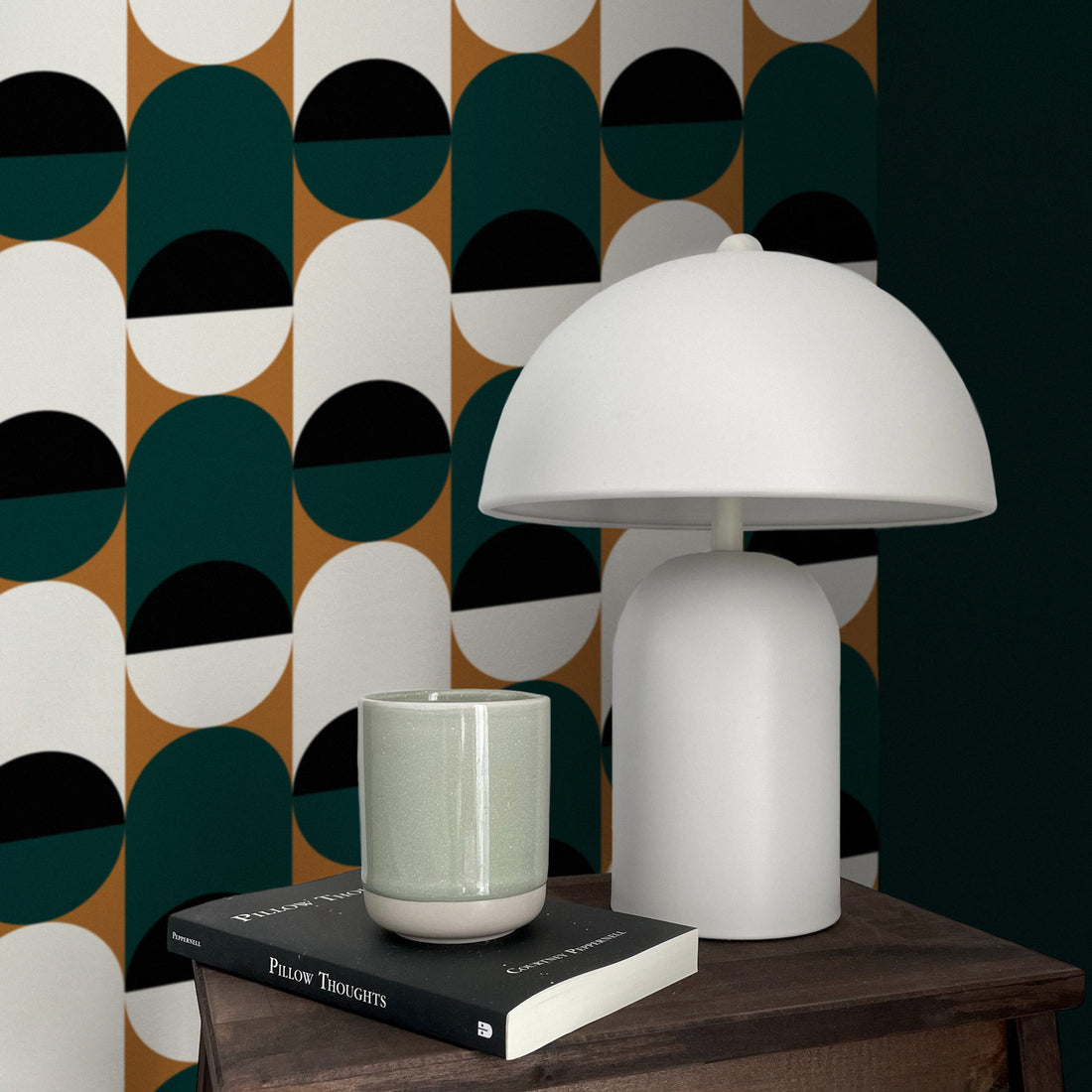 geometric design wallpaper for mid century modern interior