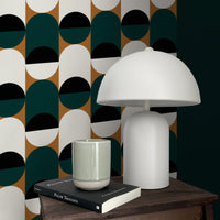 geometric design wallpaper for mid century modern interior