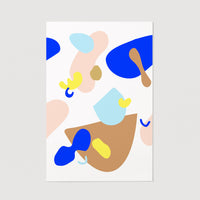 retro geometric shapes art print in multicolors