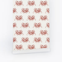 cute food inspired crab pattern wallpaper for kitchen design