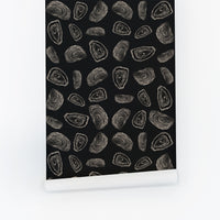 dark grey oyster shape pattern wallpaper peel and stick