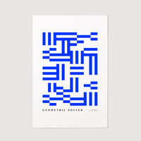 bright blue abstract lines print poster