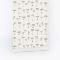 light beige tiny mushrooms pattern wallpaper peel and stick