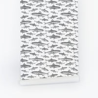 little grey sardines print wallpaper peel and stick