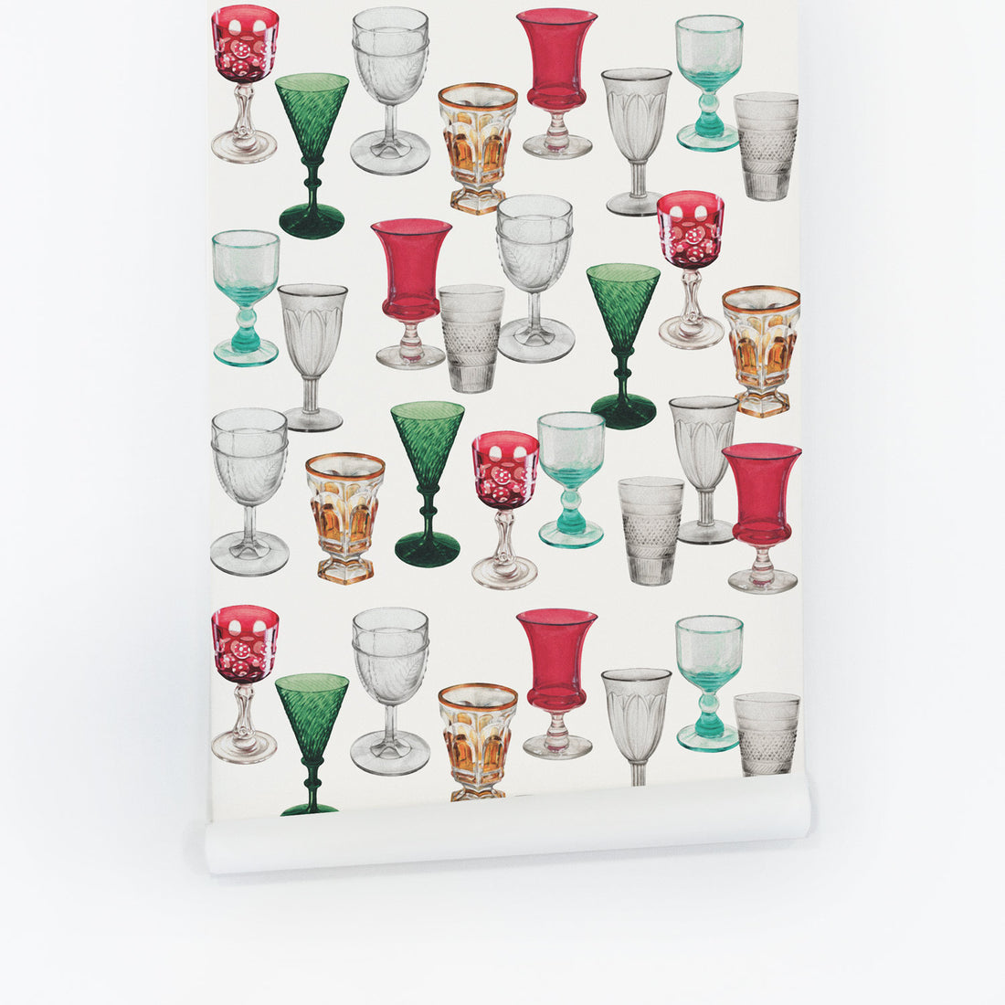 multicolor drinks on wallpaper for fun kitchen interior design