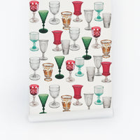 multicolor drinks on wallpaper for fun kitchen interior design