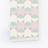 retro vintage removable wallpaper in pastel colors