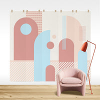city inspired wallpaper design with pastel geometric shapes