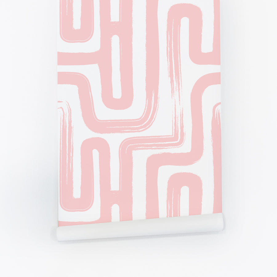 light pink feminine lines inspired removable wallpaper for girls bedroom