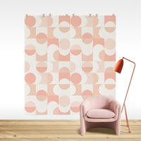 large geometric circles print removable wall mural in pastel colors