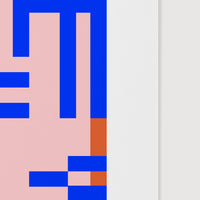 multicolor geometric blue lines art print close up