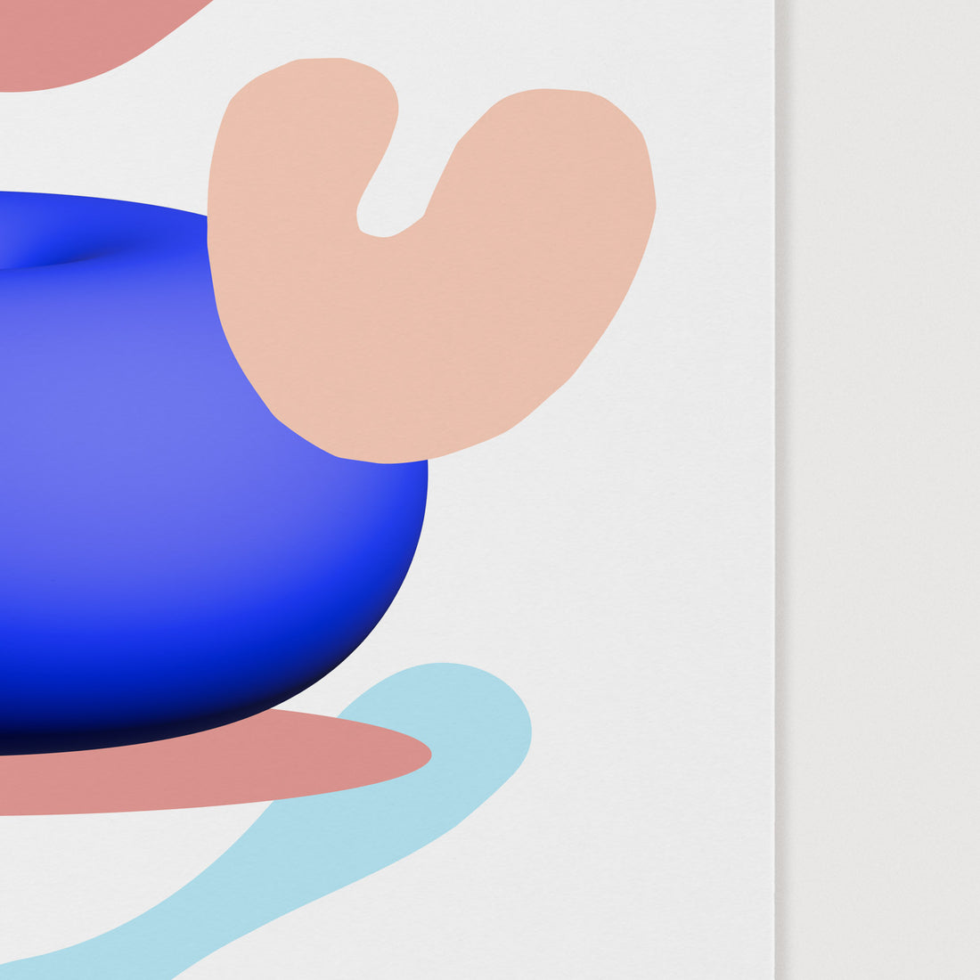 close up of pink and blue art print