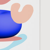close up of pink and blue art print