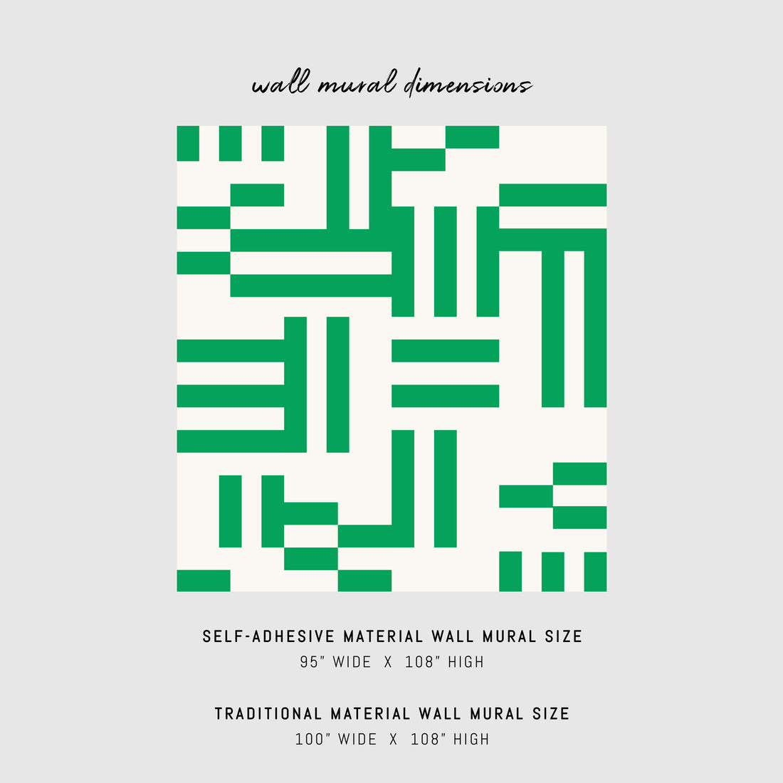 large green abstract lines wall mural design