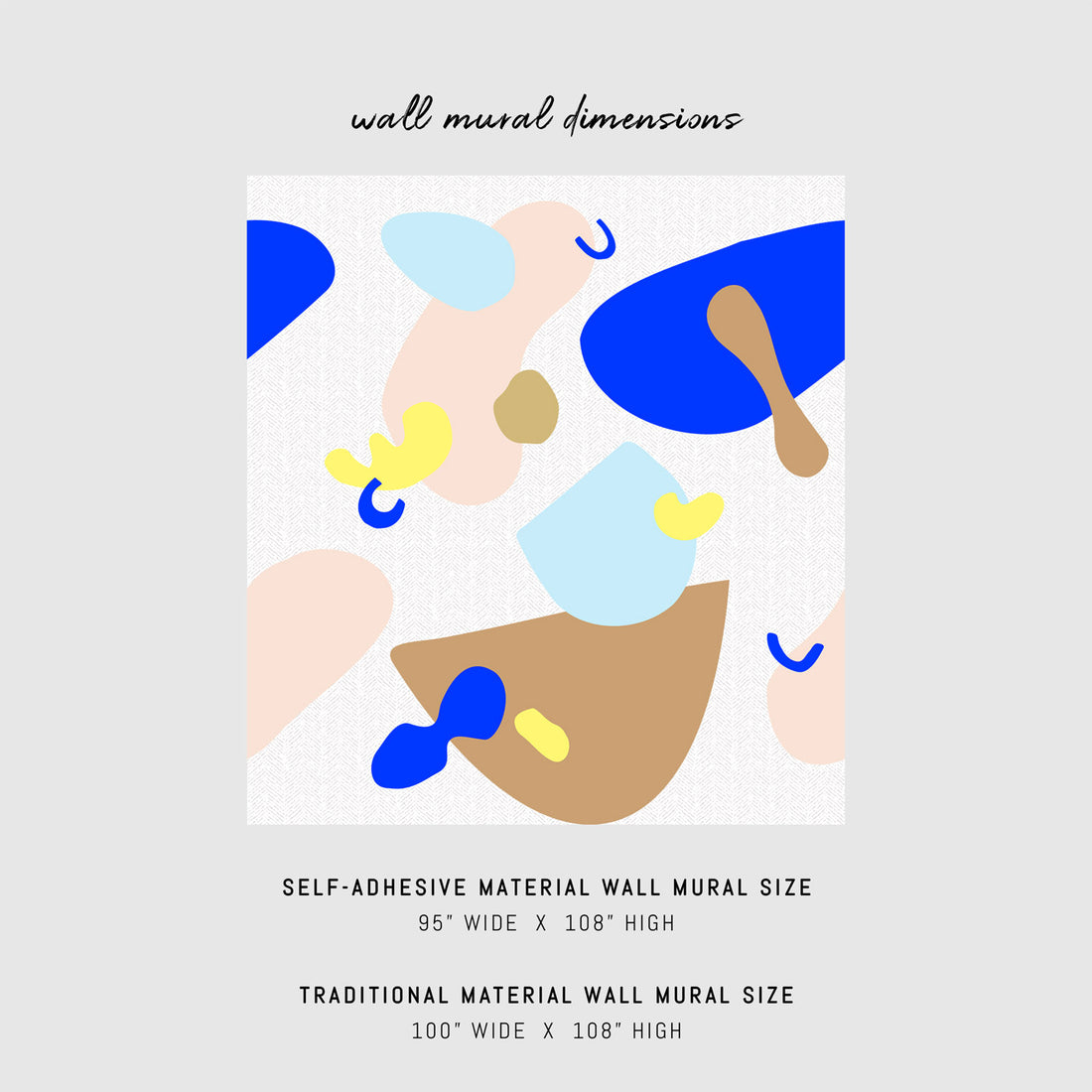 grey herringbone pattern removable wallpaper with bright blue shapes over