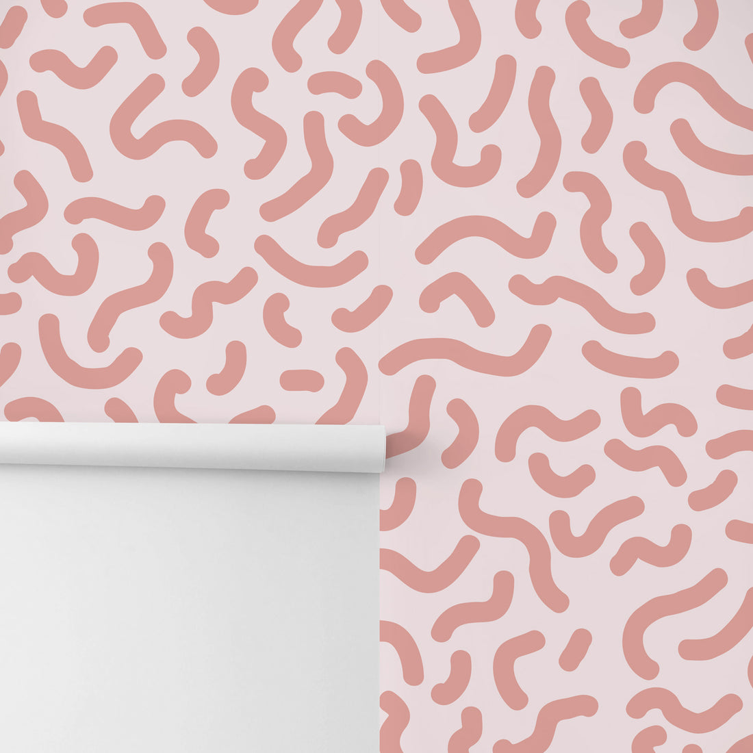 tiny pink geometric lines wall mural design close up