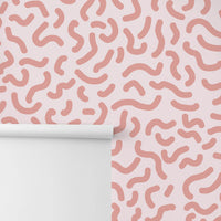 tiny pink geometric lines wall mural design close up