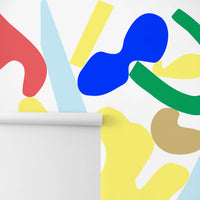 colorful geometric shapes print wall mural close up